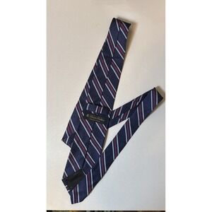 VTG Brooks Brothers Tie Silk Navy Blue/Light Blue/White Stripe Preppy Classic